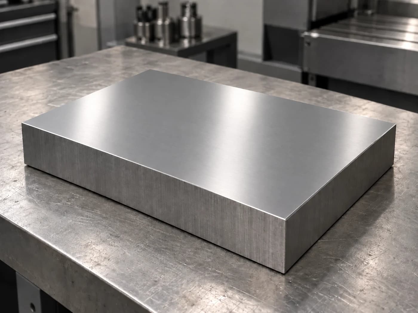 A steel plate with a finely ground top face and machined sides