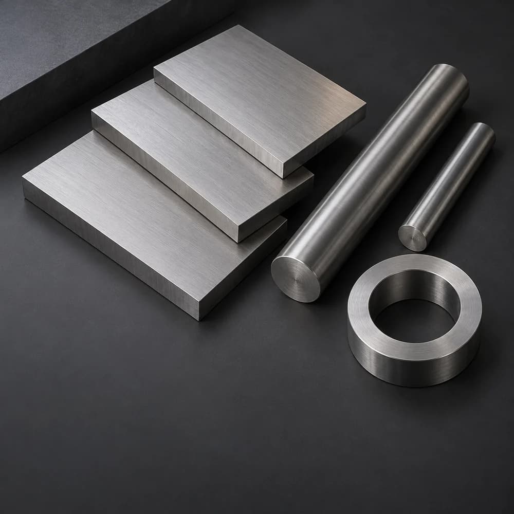 Steel plates, round bars and a round plate